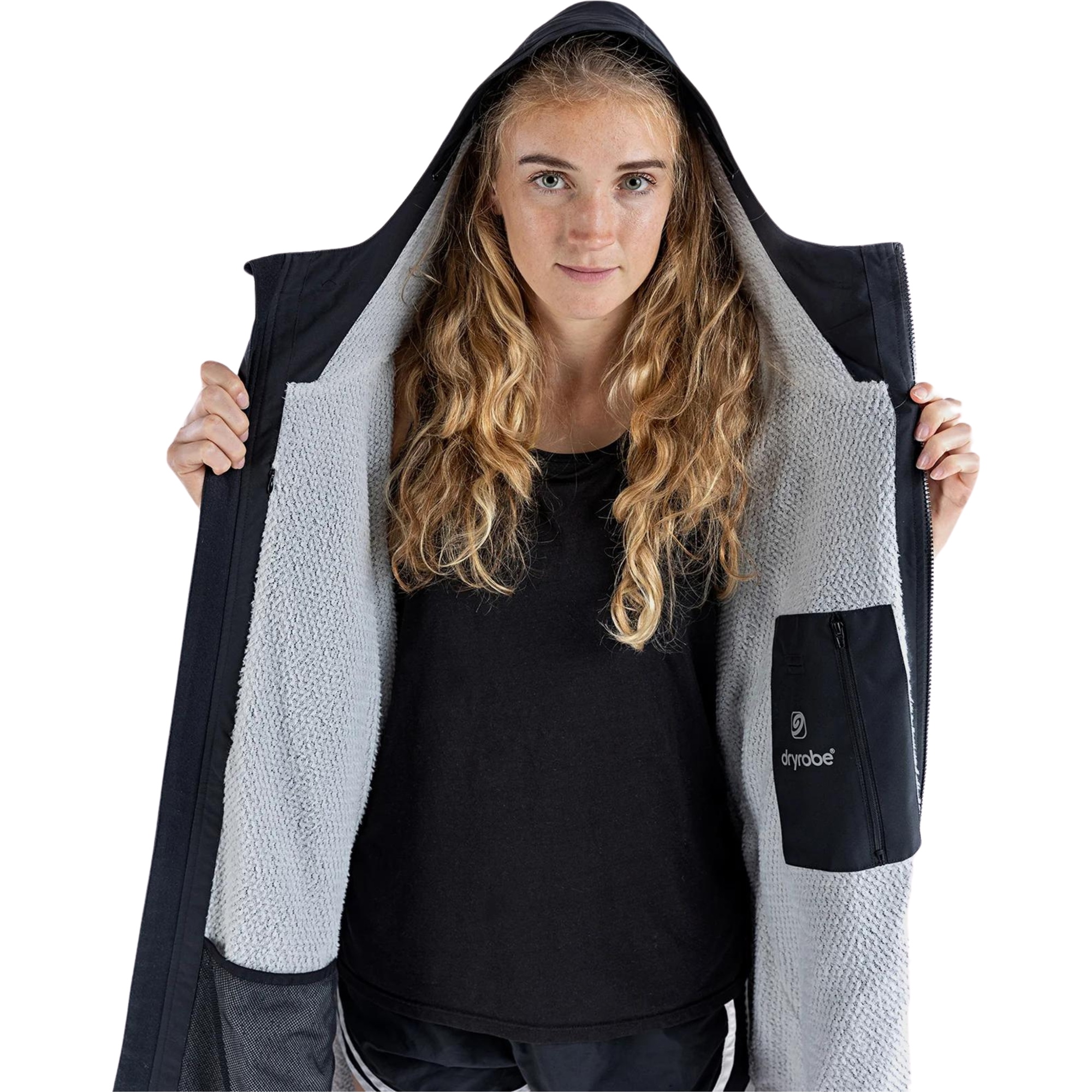 2026 Dryrobe Lite Short Sleeve Change Robe AS SS DL BG - Black Grey